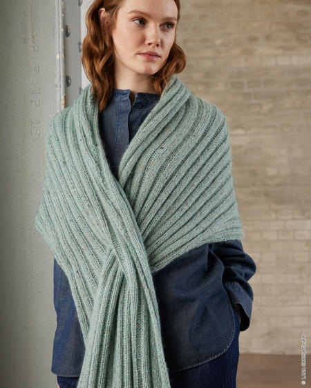 Anleitung Nr. 18805 Rippenmuster-Tuch aus Ecopuno, Brillino & Natural Superkid Tweed
