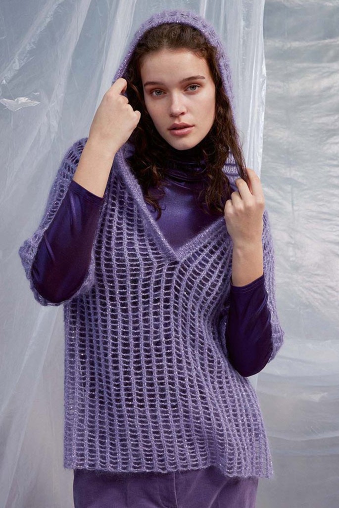 Anleitung Nr. 18847 Kapuzenpullover "Elif" aus Mohair Luxe und Paillettes (Lang Yarns)