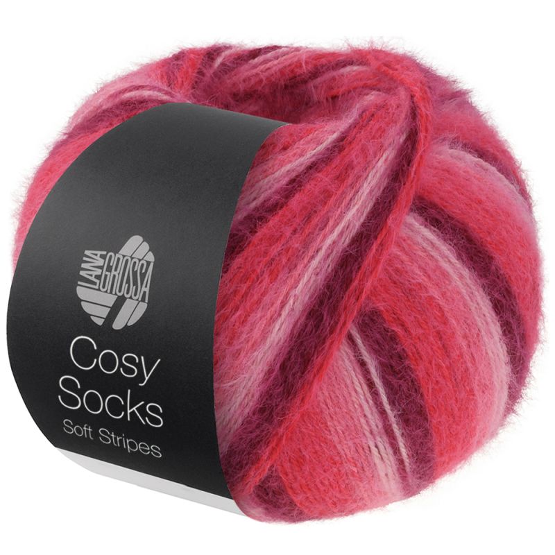 105 Bordeaux/Rosa/Himbeer/Pink (Cosy Socks Soft Stripes)