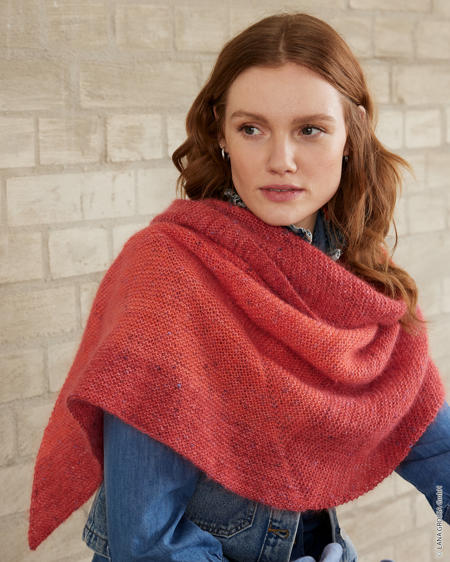 Anleitung Nr. 18800 Asymmetrisches Tuch aus Merino Lace Aquarell & Natural Superkid Tweed