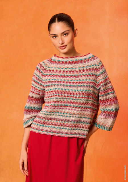 Anleitung Nr. 19644 Häkel-Pullover Top-Down aus Gomitolo California (Lana Grossa)