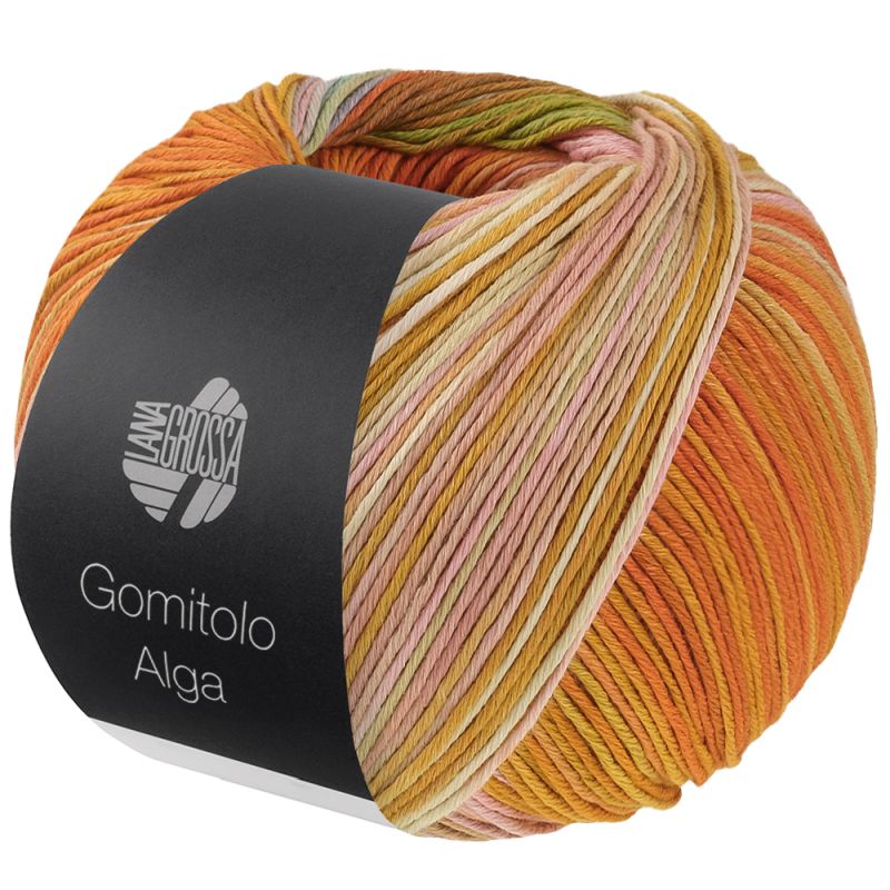 2022 Gelbgrün/Gelb-/Rotorange/Lachs/Weiß/Türkis/ Ocker (Gomitolo Alga)